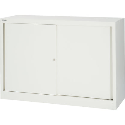 ECO sliding door cupboard, 1 shelf, 2 file heights, traffic white.