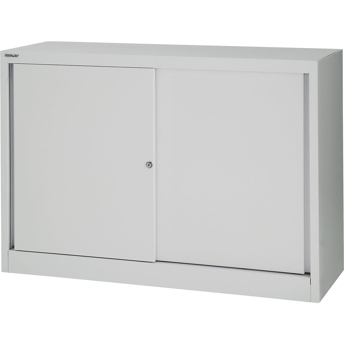 ECO sliding door cupboard, 1 shelf, 2 file heights, light grey.