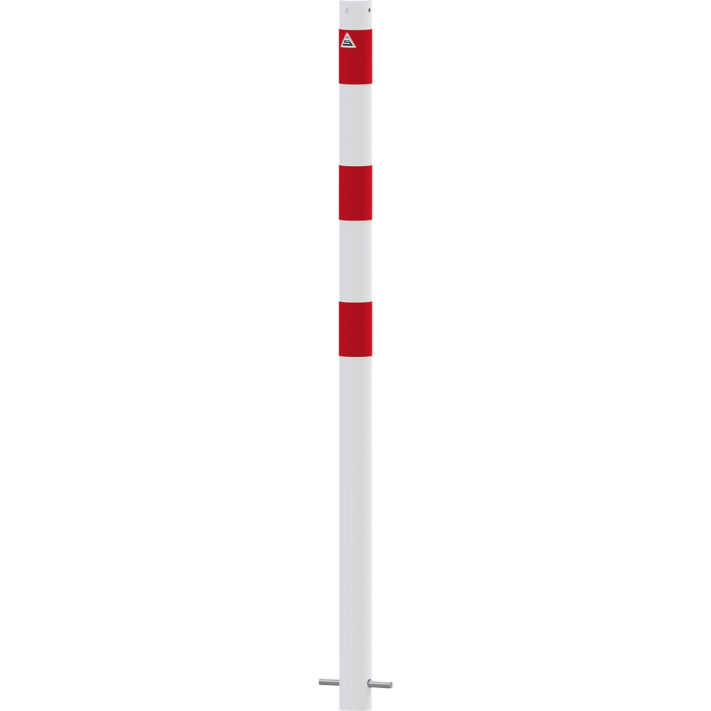 Barrier post, Ø 60 mm, white / red, for concreting in, without eyelet.