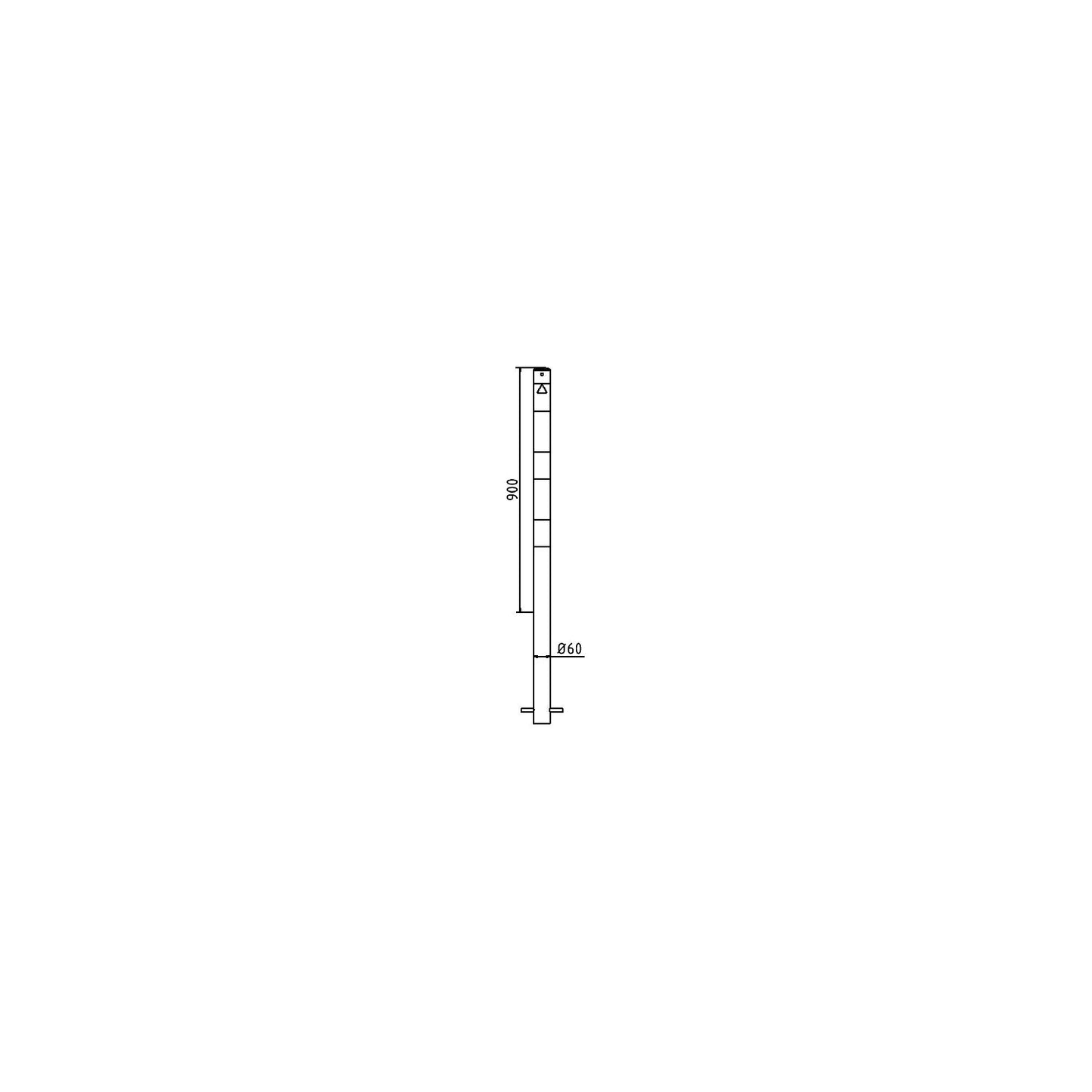 Barrier post, Ø 60 mm, white / red, for concreting in, without eyelet.