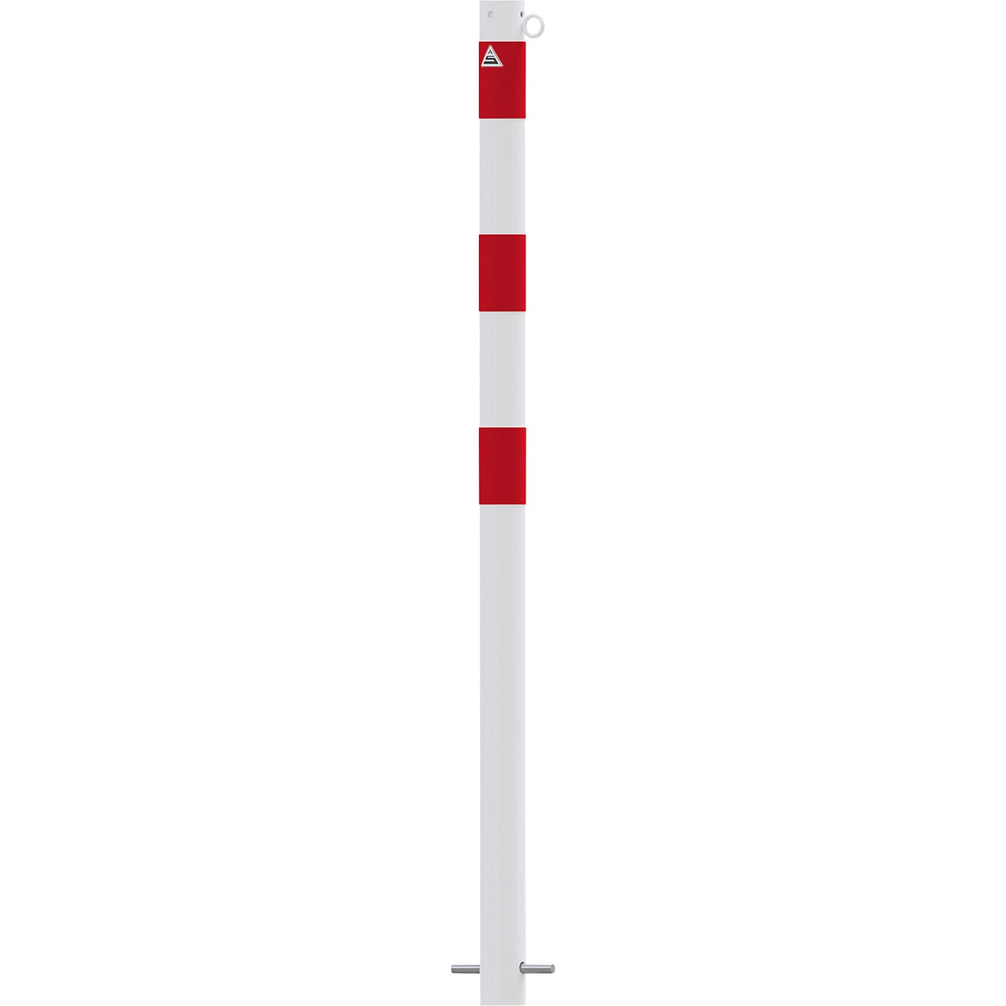 Barrier post, Ø 60 mm, white / red, for concreting in, with 1 eyelet.