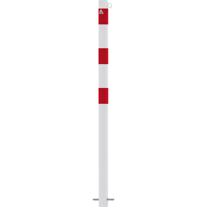 Barrier post, Ø 60 mm, white / red, for concreting in, with 1 eyelet.