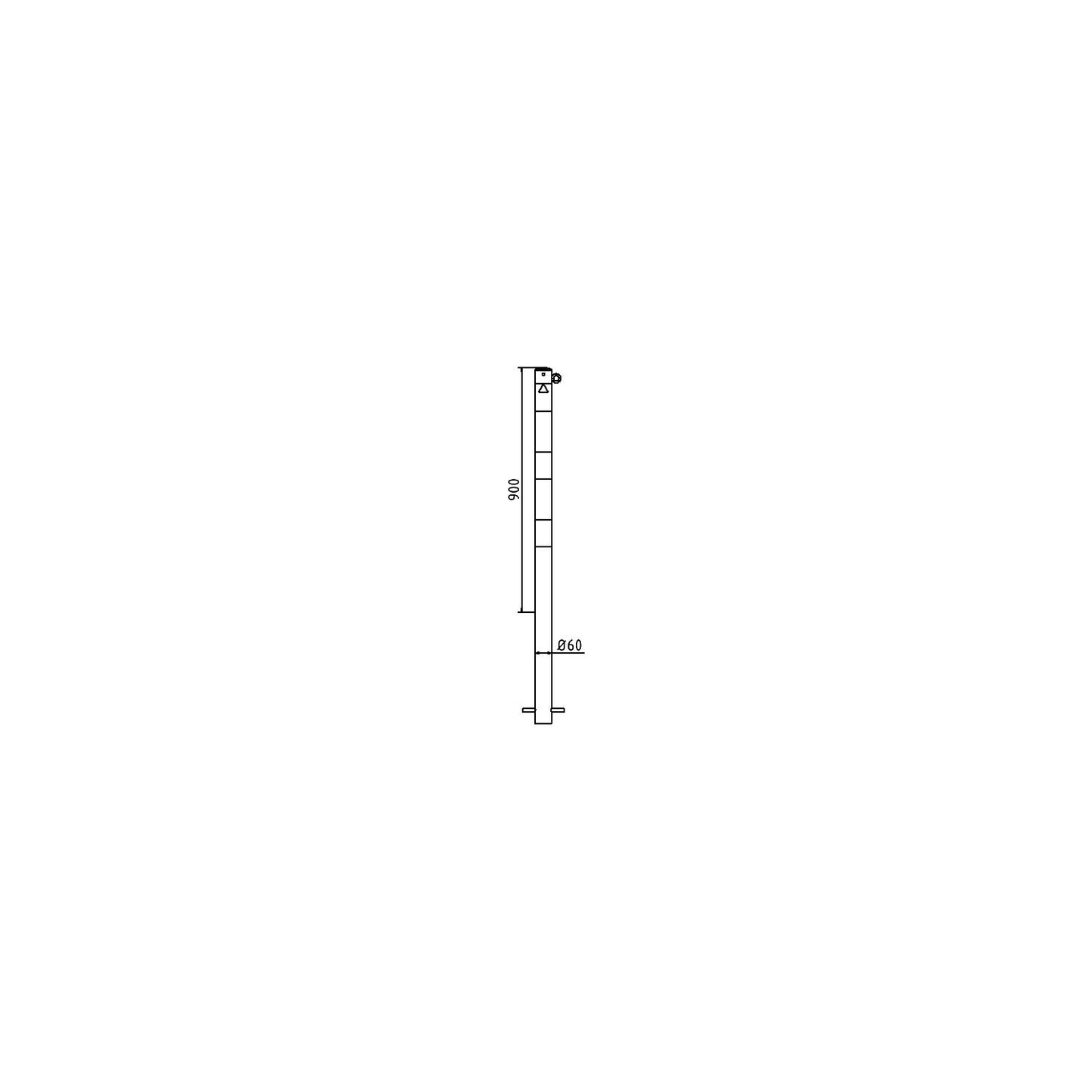 Barrier post, Ø 60 mm, white / red, for concreting in, with 1 eyelet.
