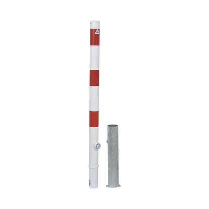 Barrier post, Ø 60 mm, white / red, removable, without eyelet.