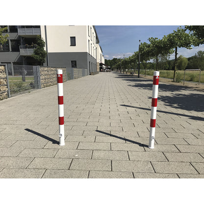 Barrier post, Ø 60 mm, white / red, removable, without eyelet.