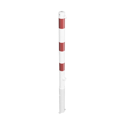 Barrier post, Ø 60 mm, white / red, removable, with 1 eyelet.