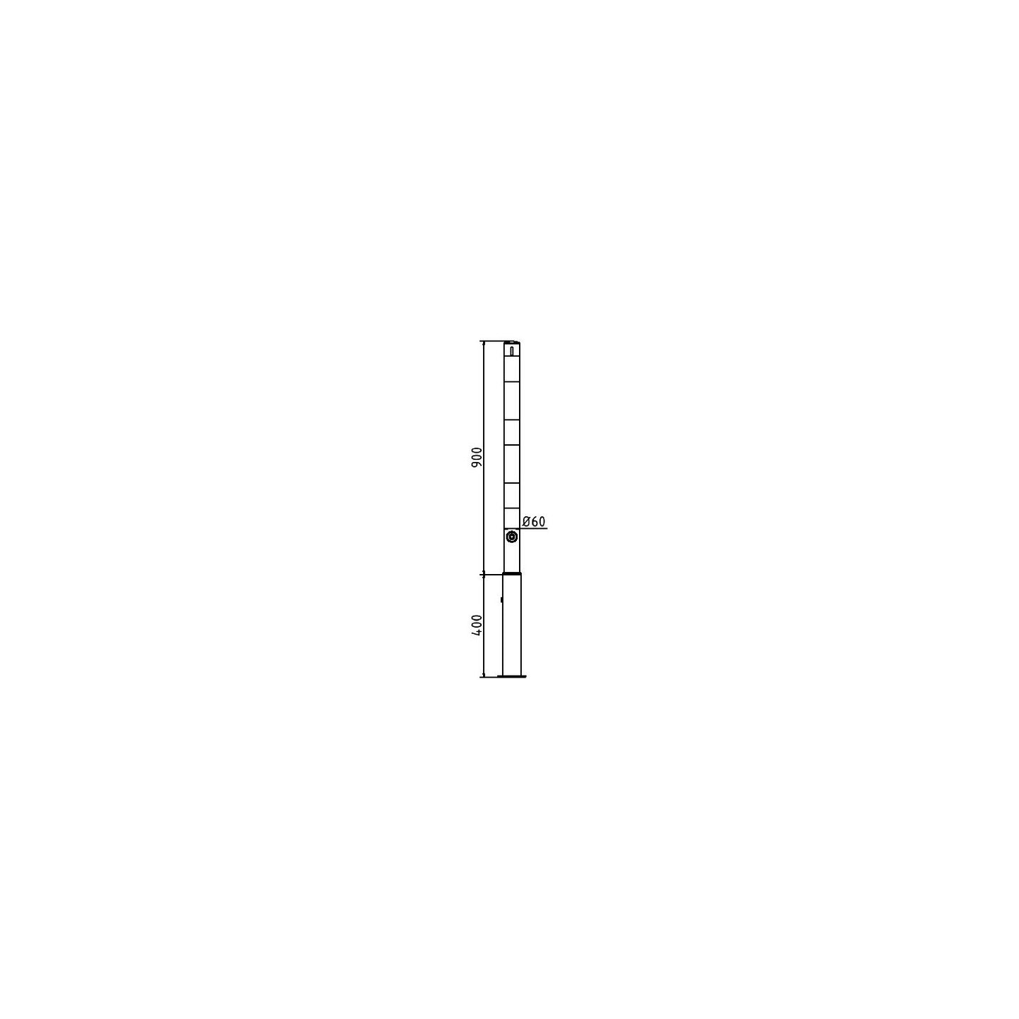 Barrier post, Ø 60 mm, white / red, removable, with 1 eyelet.