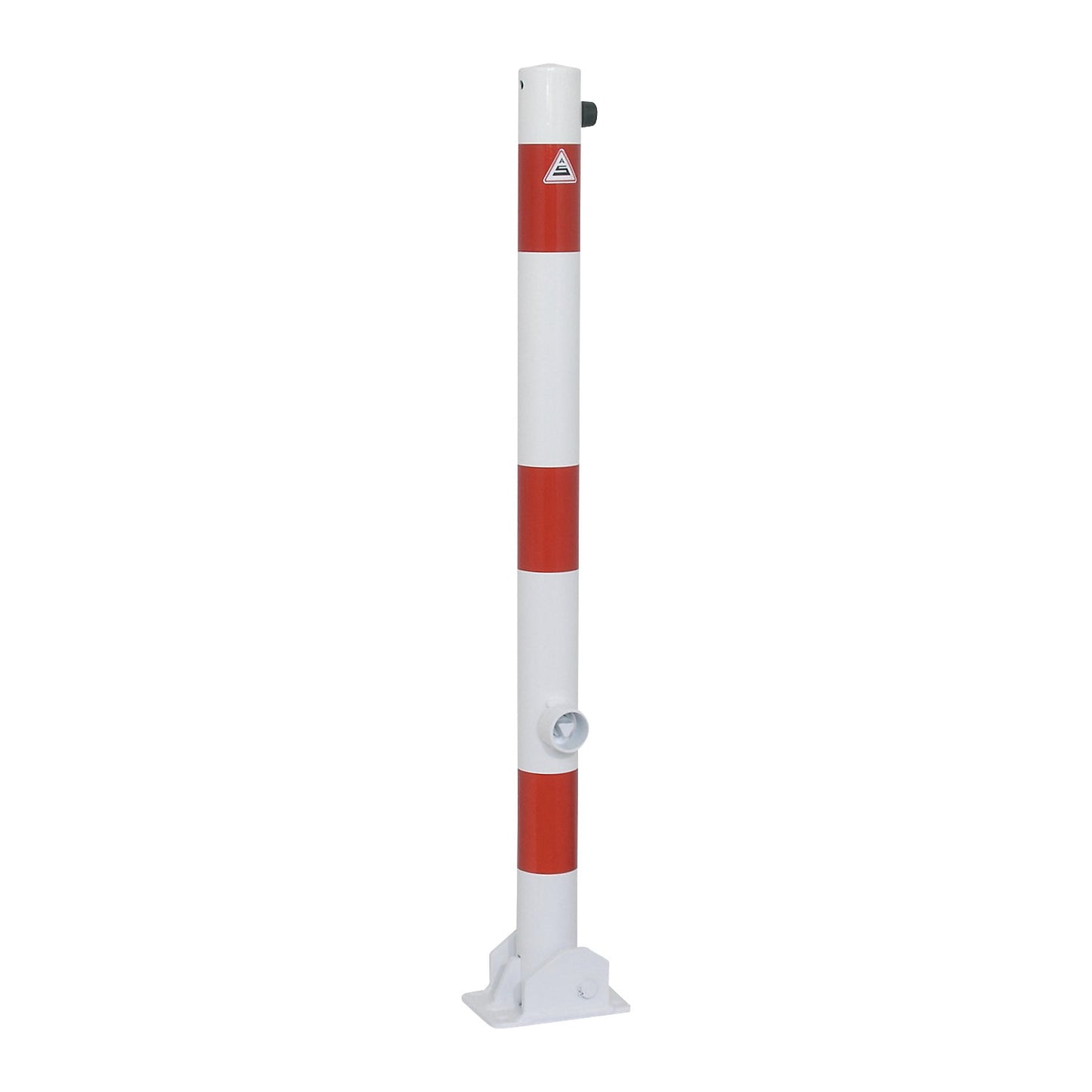 Barrier post, Ø 60 mm, white / red, folding, without eyelet.