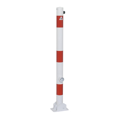 Barrier post, Ø 60 mm, white / red, folding, without eyelet.