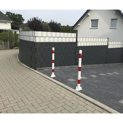 Barrier post, Ø 60 mm, white / red, folding, without eyelet.