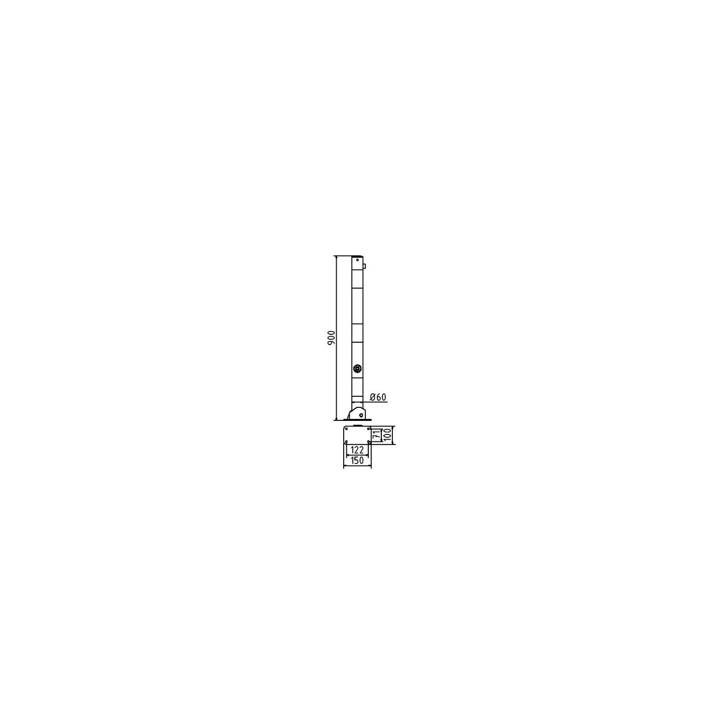 Barrier post, Ø 60 mm, white / red, folding, without eyelet.