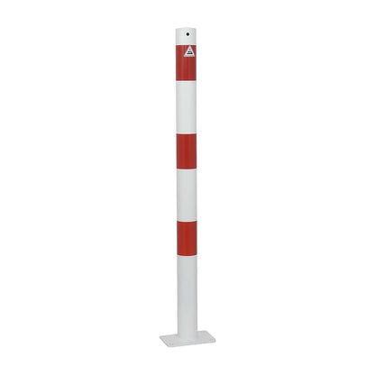 Barrier post, Ø 60 mm, white / red, for bolting in place, without eyelet.