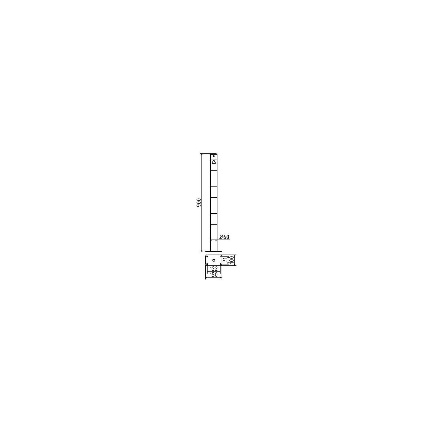 Barrier post, Ø 60 mm, white / red, for bolting in place, without eyelet.