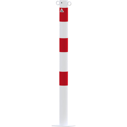 Barrier post, Ø 60 mm, white / red, for bolting in place, with 2 eyelets.