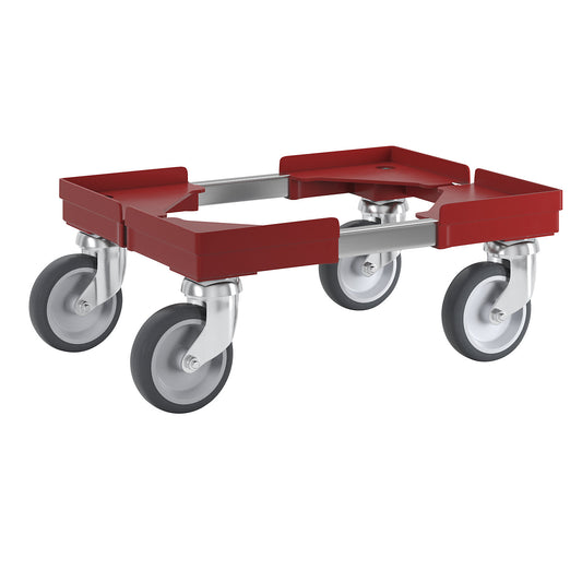 Professional wheeled base, hybrid, for Euro format 400 x 300 mm, red.