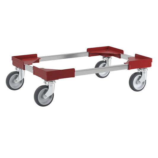Professional wheeled base, hybrid, for Euro format 600 x 400 mm, red.