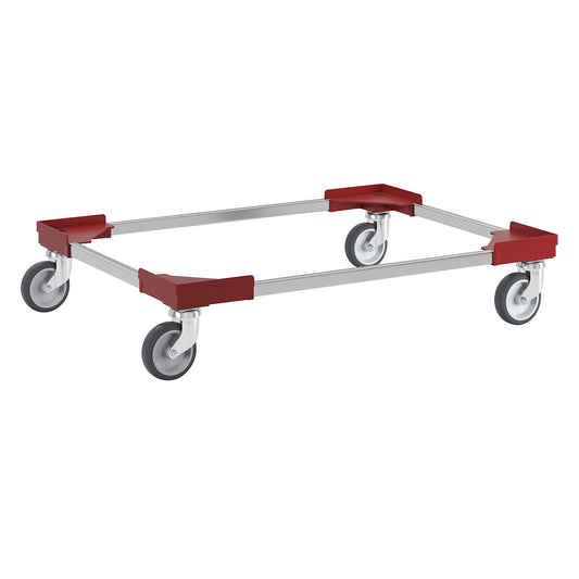 Professional wheeled base, hybrid, for Euro format 800 x 600 mm, red.