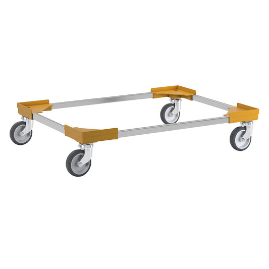 Professional wheeled base, hybrid, for Euro format 800 x 600 mm, yellow.
