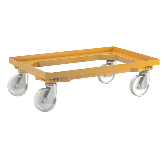 Professional wheeled base, 600 x 400 mm, 4 polypropylene swivel castors, yellow.