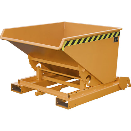 Automatic tilting skip, capacity 0.6 m³, orange RAL 2000.