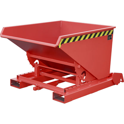 Automatic tilting skip, capacity 0.6 m³, red RAL 3000.