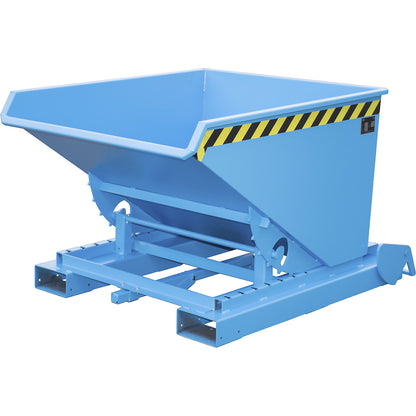 Automatic tilting skip, capacity 0.6 m³, blue RAL 5012.