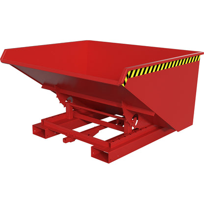 Automatic tilting skip, capacity 0.9 m³, red RAL 3000.