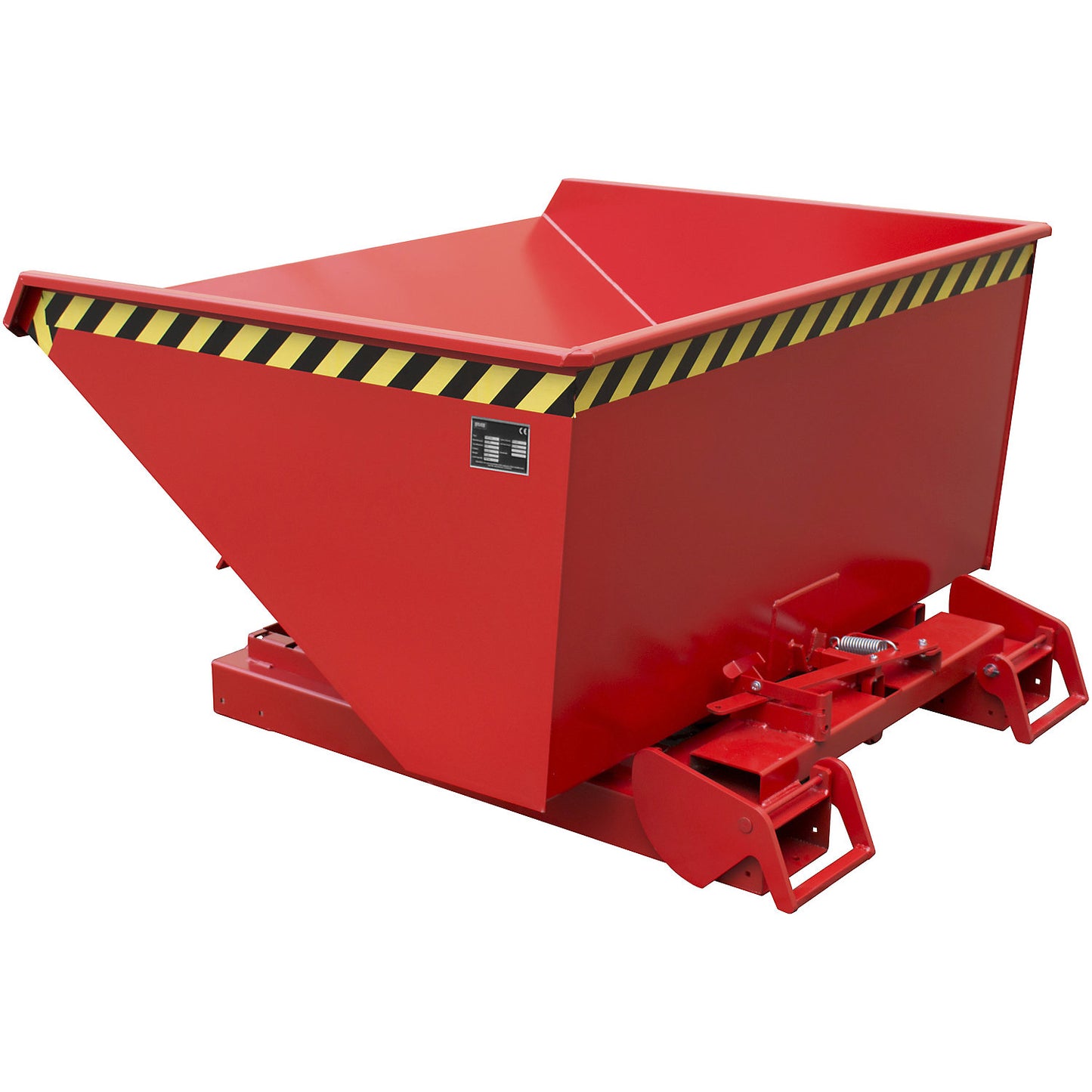 Automatic tilting skip, capacity 0.9 m³, red RAL 3000.