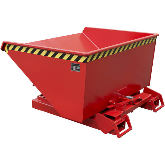 Automatic tilting skip, capacity 0.9 m³, red RAL 3000.