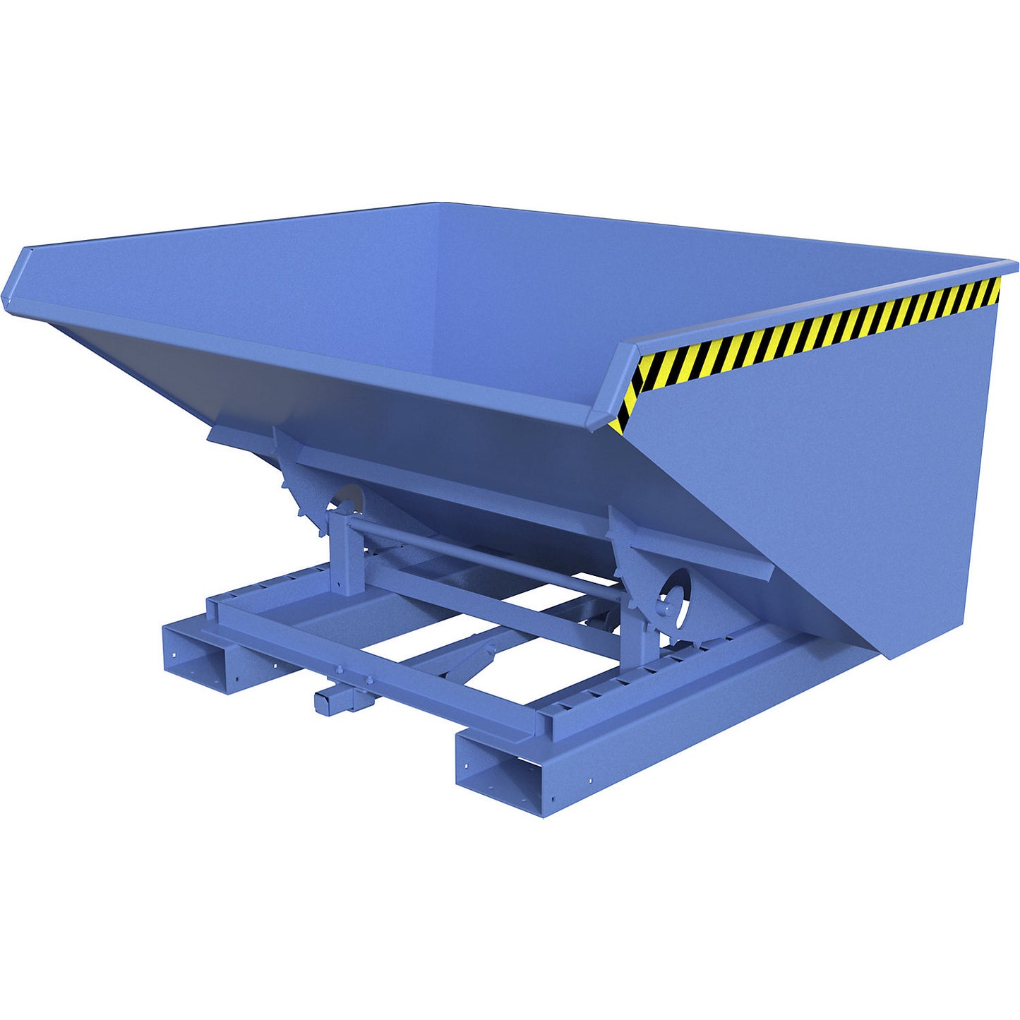 Automatic tilting skip, capacity 0.9 m³, blue RAL 5012.