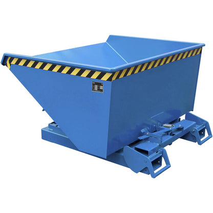 Automatic tilting skip, capacity 0.9 m³, blue RAL 5012.