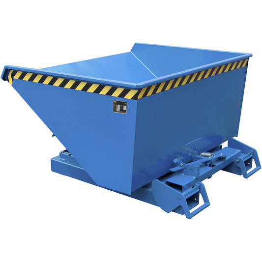 Automatic tilting skip, capacity 0.9 m³, blue RAL 5012.