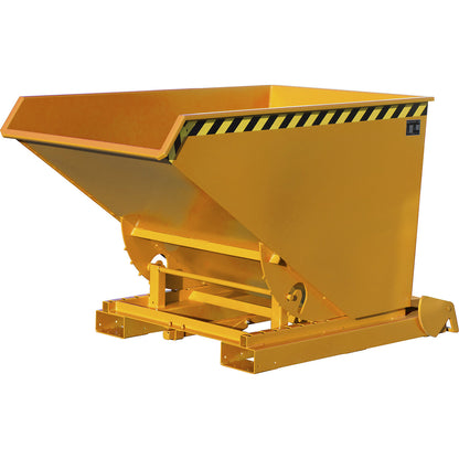 Automatic tilting skip, capacity 1.2 m³, orange RAL 2000.
