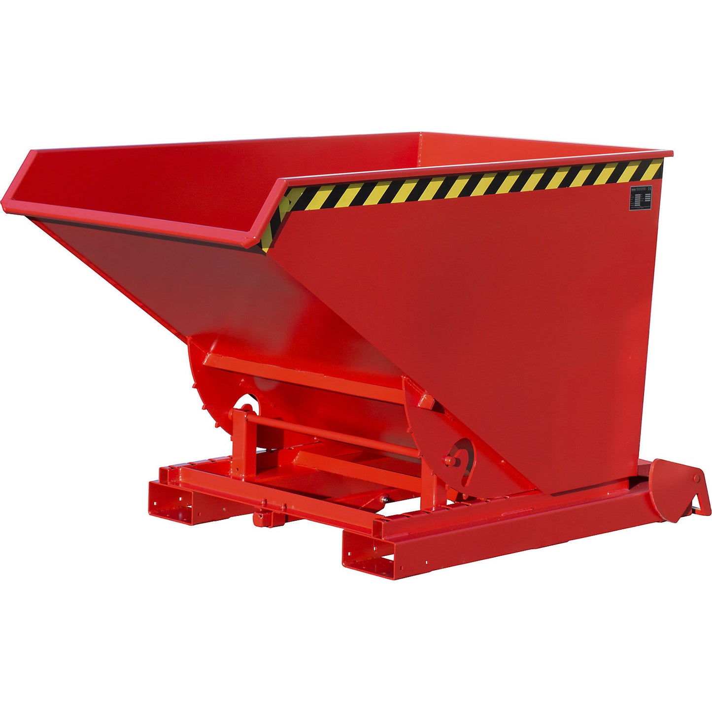 Automatic tilting skip, capacity 1.2 m³, red RAL 3000.