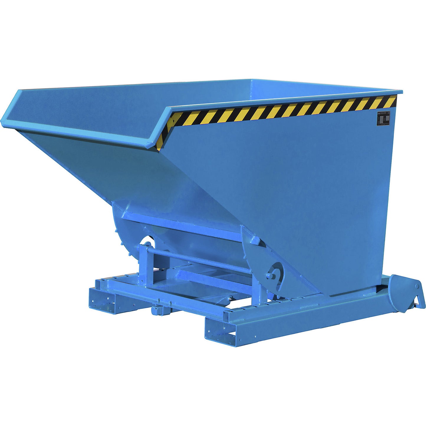 Automatic tilting skip, capacity 1.2 m³, blue RAL 5012.