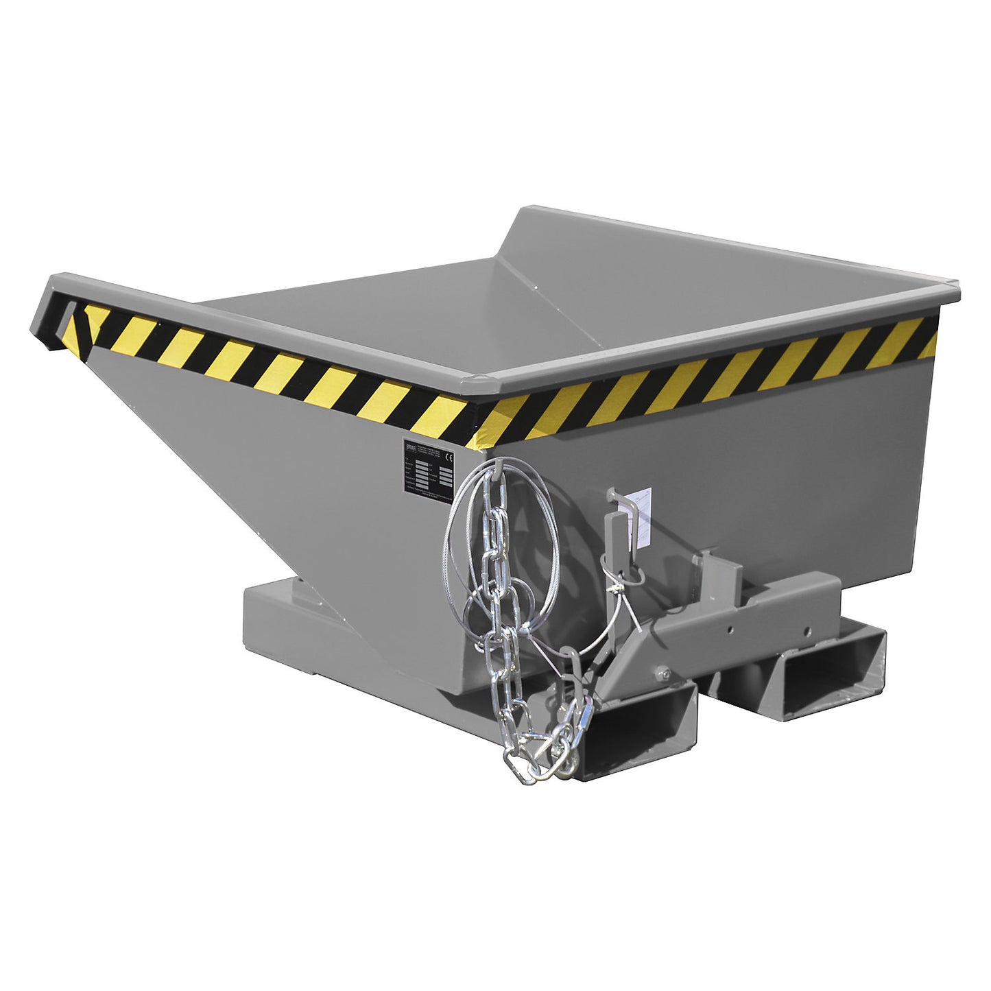 Tilting skip incl. roll-off mechanism, capacity 0.225 m³, LxWxH 960 x 925 x 540 mm, grey.