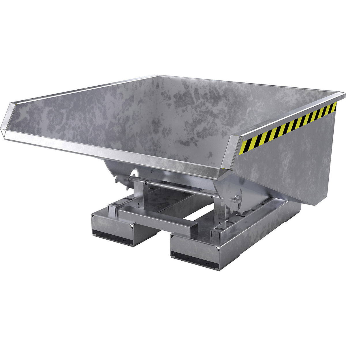 Tilting skip incl. roll-off mechanism, capacity 0.225 m³, LxWxH 960 x 925 x 540 mm, hot dip galvanised.
