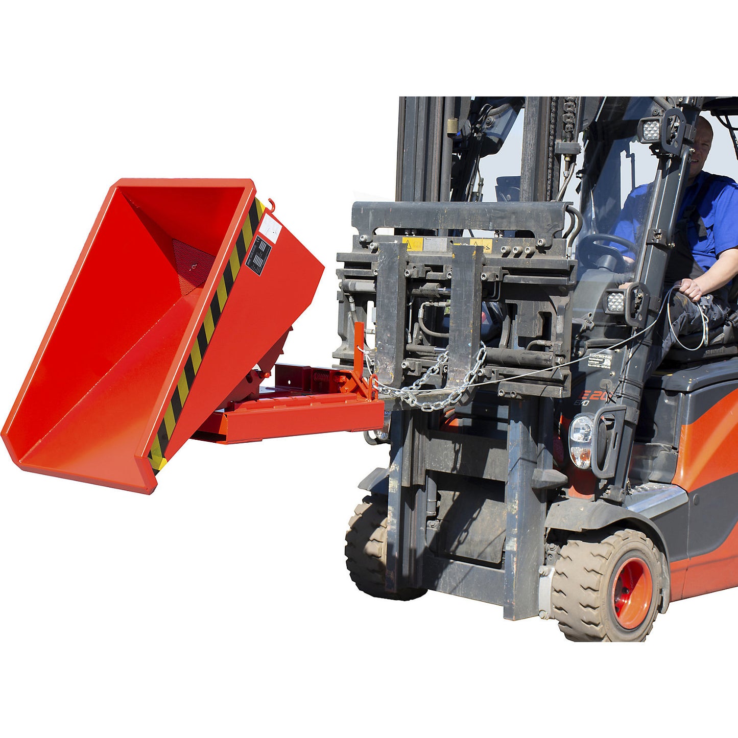 Mini tilting skip for chippings, capacity 0.15 m³, red RAL 3000.