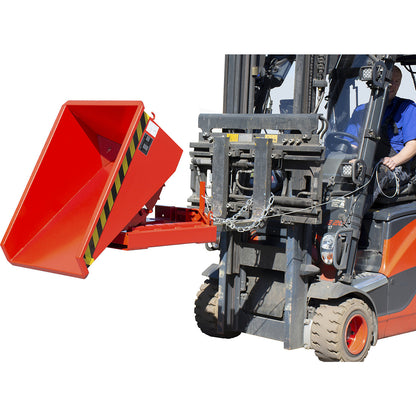 Mini tilting skip for chippings, capacity 0.15 m³, red RAL 3000.