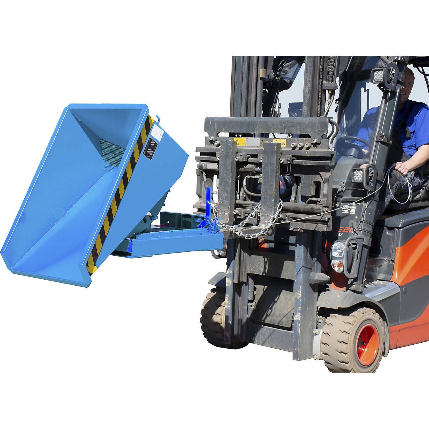 Mini tilting skip for chippings, capacity 0.15 m³, blue RAL 5012.