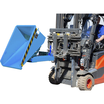 Mini tilting skip for chippings, capacity 0.15 m³, blue RAL 5012.