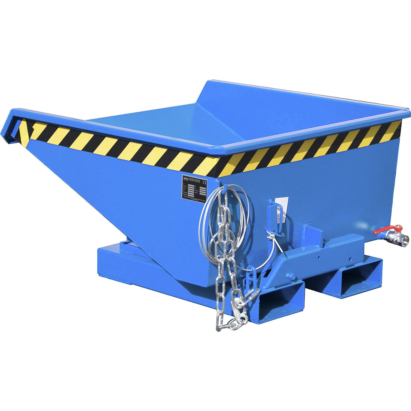Mini tilting skip for chippings, capacity 0.225 m³, blue RAL 5012.