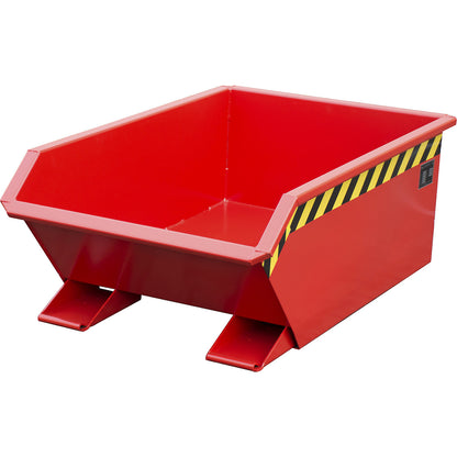 Mini tilting skip, low front edge, capacity 0.27 m³, red RAL 3000.