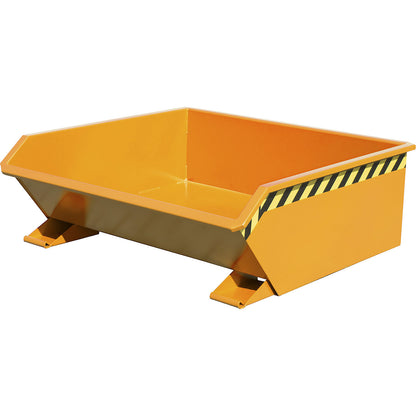 Mini tilting skip, low front edge, capacity 0.46 m³, orange RAL 2000.