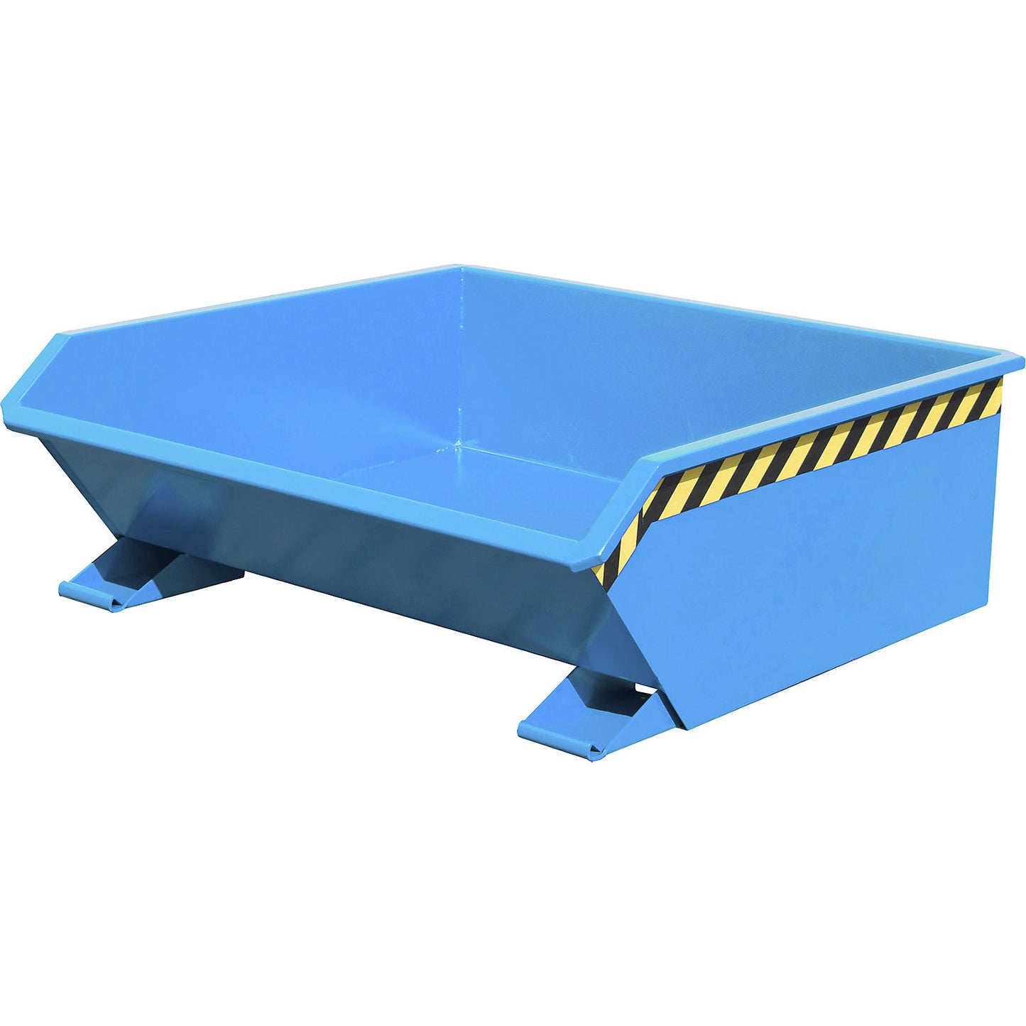 Mini tilting skip, low front edge, capacity 0.46 m³, blue RAL 5012.