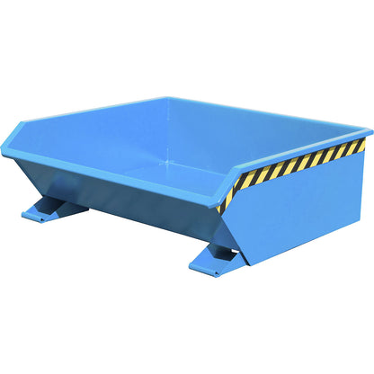 Mini tilting skip, low front edge, capacity 0.46 m³, blue RAL 5012.