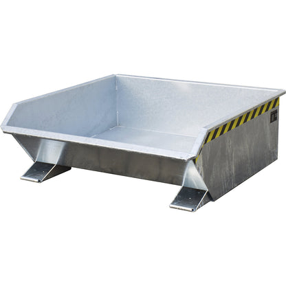 Mini tilting skip, low front edge, capacity 0.46 m³, zinc plated.
