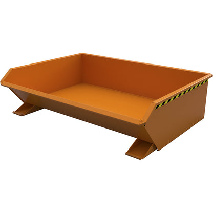 Mini tilting skip, low front edge, capacity 0.61 m³, orange RAL 2000.