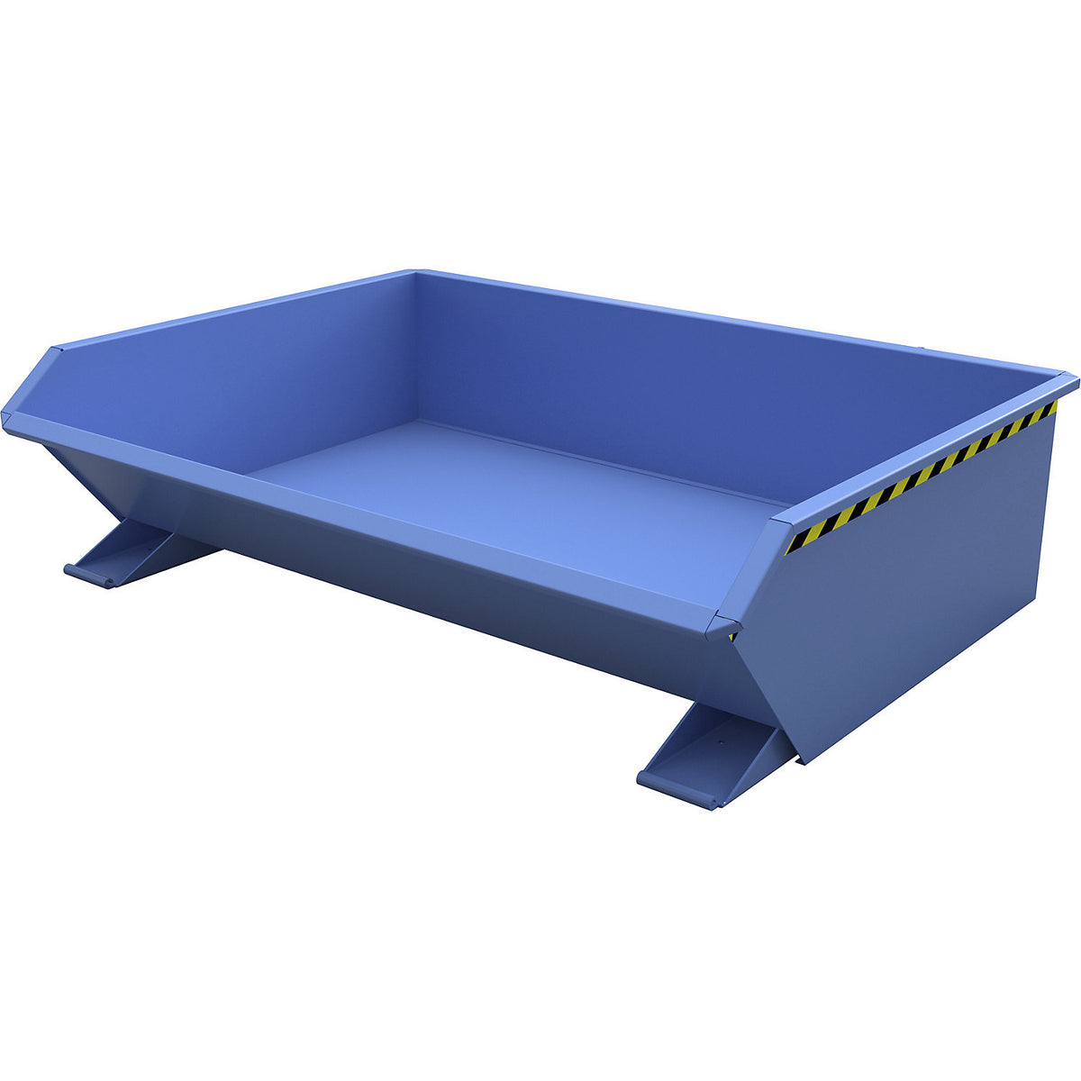 Mini tilting skip, low front edge, capacity 0.61 m³, blue RAL 5012.