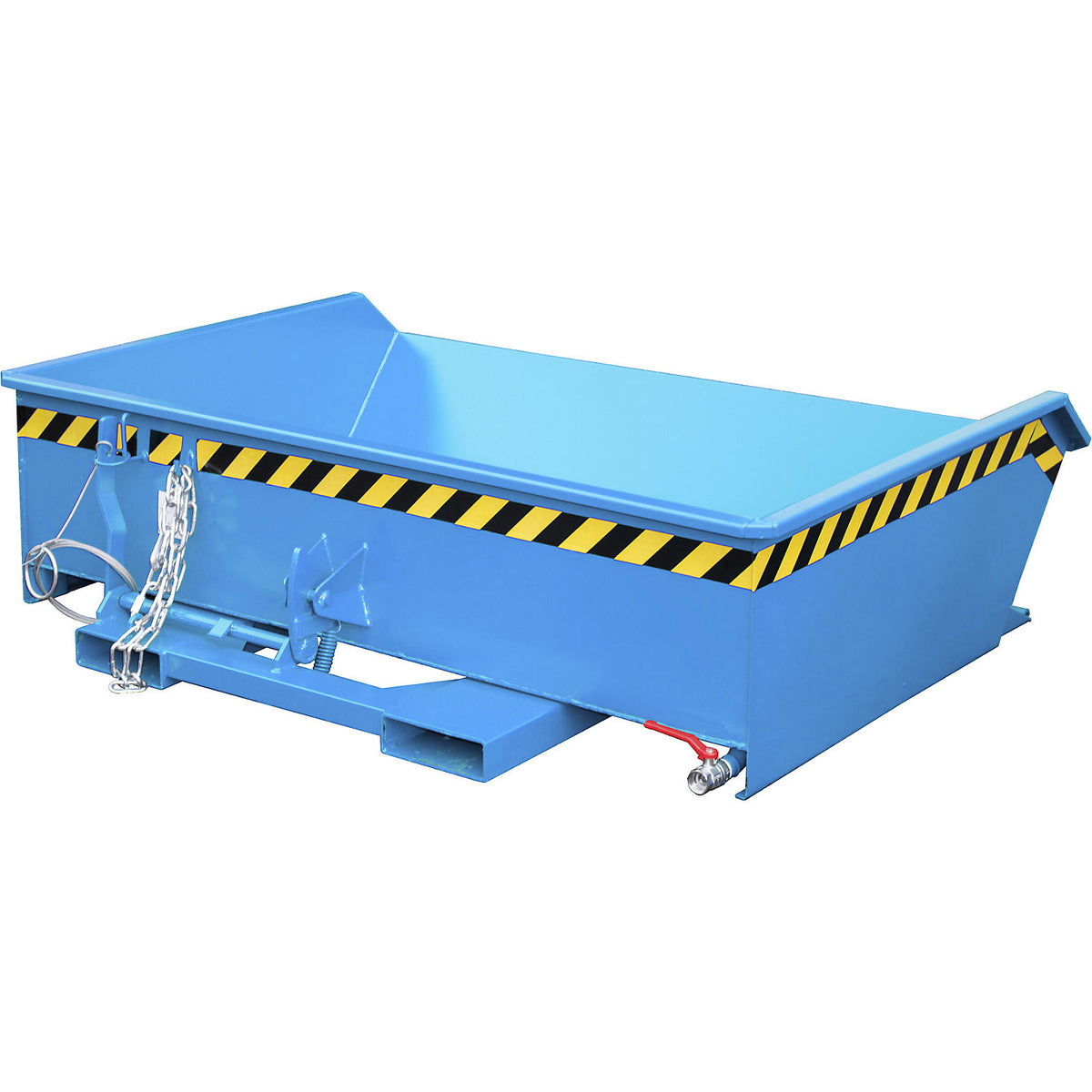 Mini tilting skip for metal swarf, low overall height, capacity 0.61 m³, blue RAL 5012.